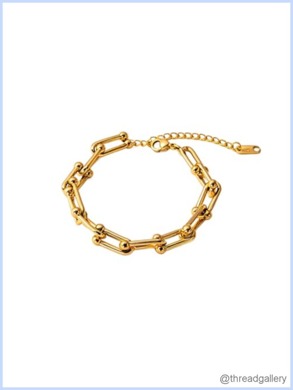 Solza Adjustable Stainless Steel Gold-Tone Oval Link Chain Bracelet for Women